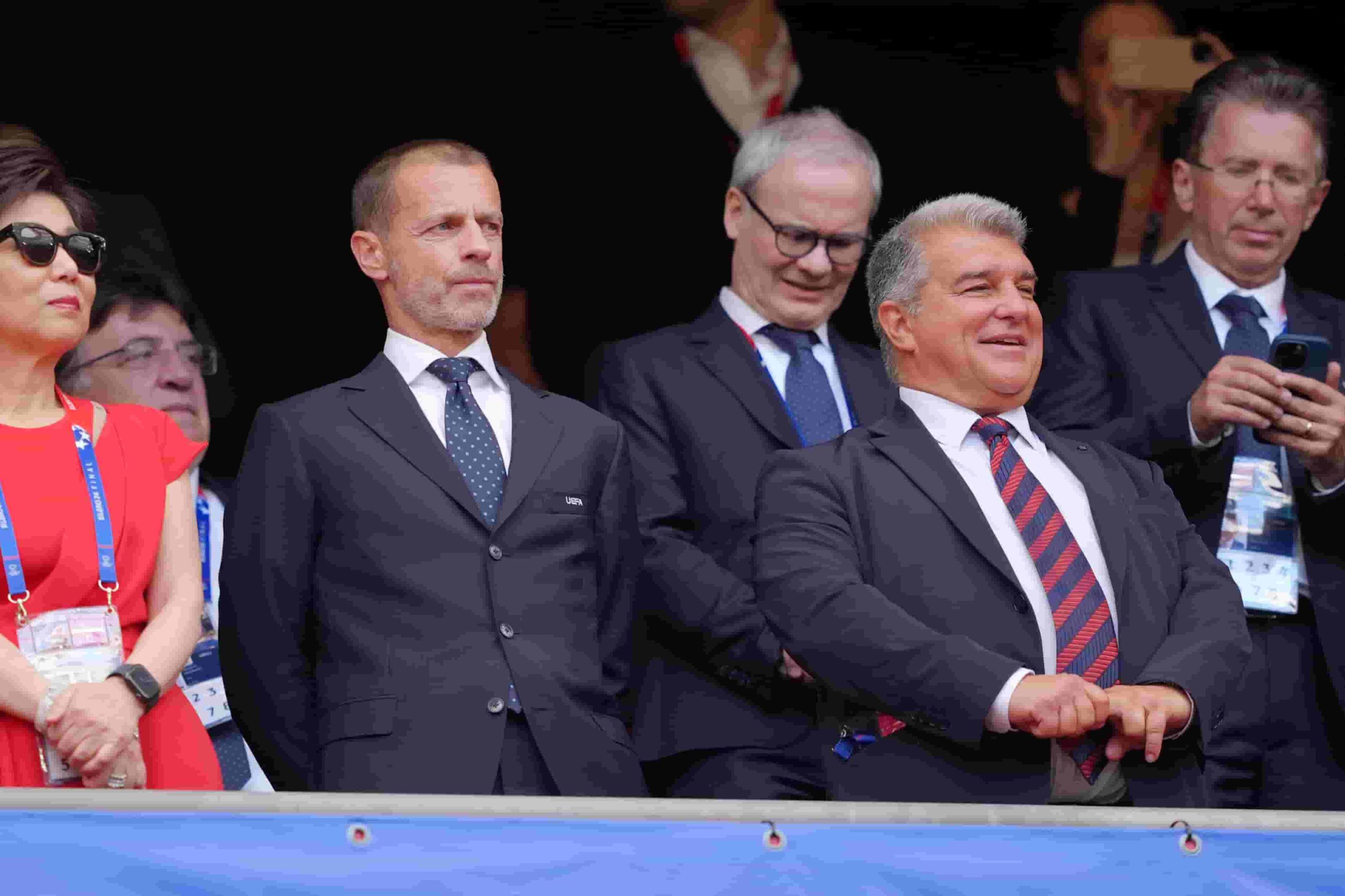 Ceferin y Laporta por el Fair Play Financiero. Foto: Getty Images.